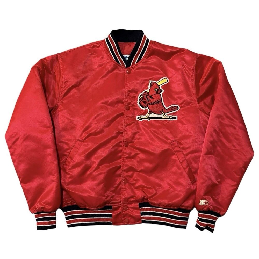 Vintage 80s St Louis Cardinals Starter Satin Bomber Jacket Size L MLB Authentics